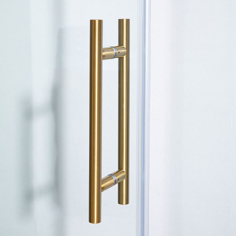 3 Apis frameless crescent single sliding shower door with return pane pull handle